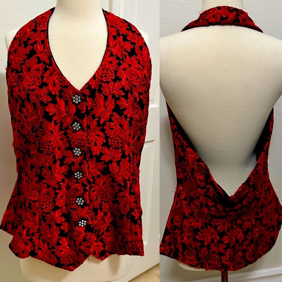 Couture lace formal halter top. Imported Italian lace. - Picture 1 of 7